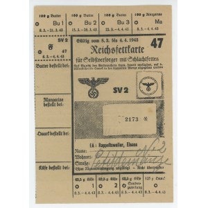 Germany - Third Reich & France Alsage Region (France) Food Coupons 1943