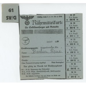 Germany - Third Reich & France Alsage Region (France) Food Coupons 1944