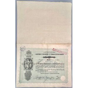 Hungary Romania Nagykárolyi Kereskedelmi és Iparbank, Share for 400 Korona 1911
