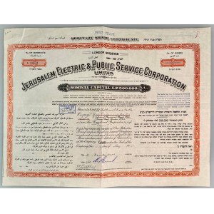 Israel Mandate Palestine Jerusalem Electric & Public Service Corp 10 Ordinary Shares 1932