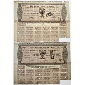 Italy 2 x Bond of Debito Unificato 5 % Della Citta Di Napoli for 500 Lire 1937