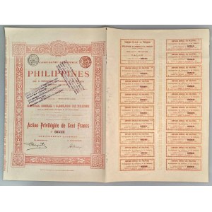 Philippines Compagnie General de Philippines, Preferred Share for 100 Francs nd (1899)