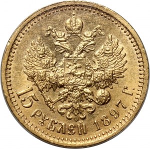 Russia, Nicholas II, 15 Roubles 1897 (АГ), St. Petersburg