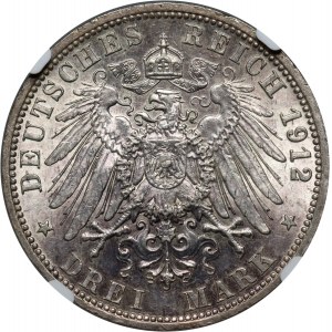 Nemecko, Prusko, Wilhelm II, 3 marky 1912 A, Berlín