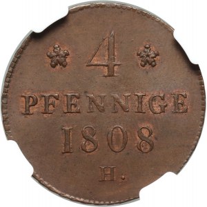 Germany, Saxony, Friedrich August I, 4 Pfennig 1808 H