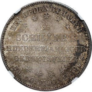 Germany, Frankfurt, Memorial Thaler 1859, 100th Anniversary of F. Schiller's Birthday