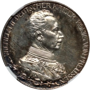 Nemecko, Prusko, Wilhelm II, 2 marky 1913 A, Berlín, 25. výročie vlády, zrkadlová známka (proof)