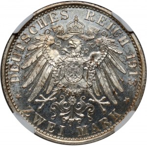 Deutschland, Preußen, Wilhelm II, 2 Mark 1913 A, Berlin, 25. Jahrestag der Herrschaft, Spiegelmarke (Proof)
