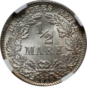 Germany, 1/2 Mark 1918 D, Munich
