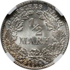 Germany, 1/2 Mark 1918 D, Munich