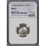 Germany, 1/2 Mark 1918 D, Munich