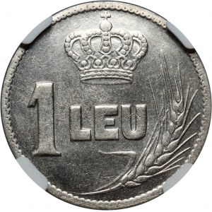 Romania, Ferdinand I, 1 Leu 1922, Pattern, nickel