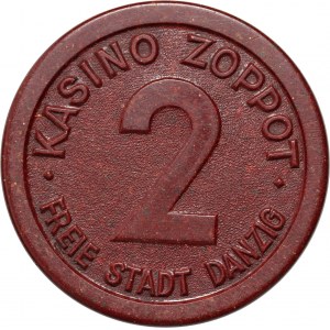 Free City of Gdansk, 2 guilders token, KASINO ZOPPOT - Casino Sopot