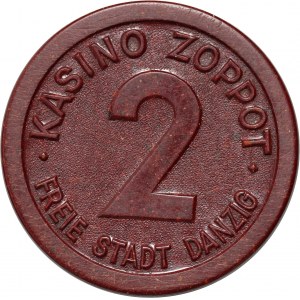 Free City of Gdansk, 2 guilders token, KASINO ZOPPOT - Casino Sopot