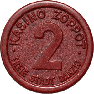 Wolne Miasto Gdańsk, żeton 2 guldeny, KASINO ZOPPOT - Kasyno Sopot