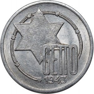 Lodz Ghetto, 10 marks 1943, aluminum, certificate
