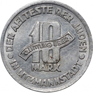Lodz Ghetto, 10 marks 1943, aluminum, certificate