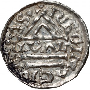 Germany, Bayern, Heinrich II der Zänker 985-995, Denar, Regensburg, mintmaster GVAL