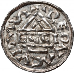 Germany, Bayern, Heinrich II der Zänker 985-995, Denar, Regensburg, mintmaster ECCIO