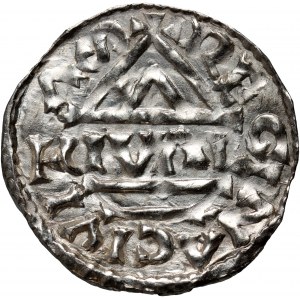 Germany, Bayern, Heinrich II der Zänker 985-995, Denar, Regensburg, mintmaster GVAL