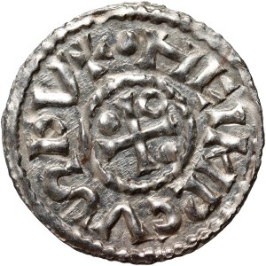 Germany, Bayern, Heinrich II der Zänker 985-995, Denar, Regensburg, mintmaster ELLIN