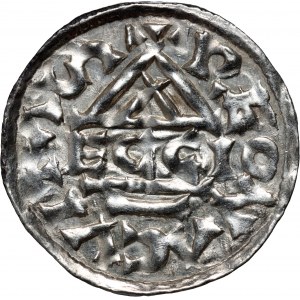 Germany, Bayern, Heinrich II der Zänker 985-995, Denar, Regensburg, mintmaster ECCIO