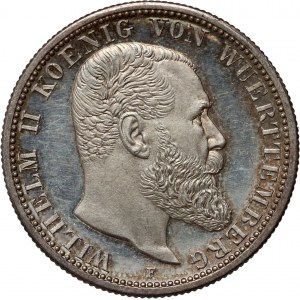 Germany, Wurttemberg, Wilhelm II, 2 Mark 1913 F, Stuttgart, PROOF