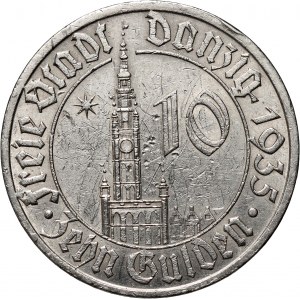 Wolne Miasto Gdańsk, 10 guldenów 1935, Berlin, Ratusz