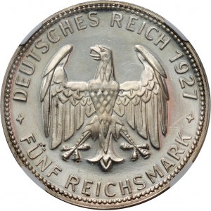 Germany, Weimar Republic, 5 Mark 1927 F, Stuttgart, Tubingen University, Proof