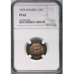 Freie Stadt Danzig, 1/2 gulden 1923, Utrecht, koga, zrcadlové razítko (PROOF)
