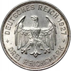 Germany, Weimar Republic, 3 Mark 1927 F, Stuttgart, Tubingen University