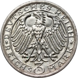 Germany, Weimar Republic, 3 Mark 1928 A, Naumburg