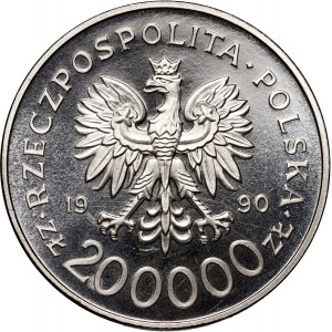 III RP, 200000 złotych 1990, Solidarność, PRÓBA, Nikiel