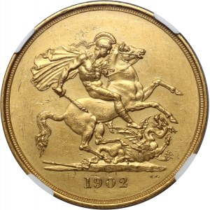 Great Britain, Edward VII, 5 Pounds 1902, London, Matte Proof