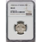 Russland, Nikolaus II., 20 Kopeken 1905 СПБ AP, St. Petersburg