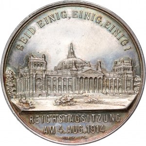 Germany, medal from 1914, Reichstagsitzung on August 4, 1914