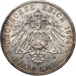Germany, Mecklenburg-Schwerin, 5 Mark 1904 A, Berlin, Wedding of Prince Frederick Francis IV