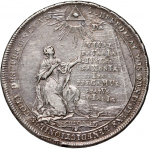 XVII wiek, medal z 1747 roku, ślub Marii Anny Saskiej (córki Augusta III) z Maksymilianem III