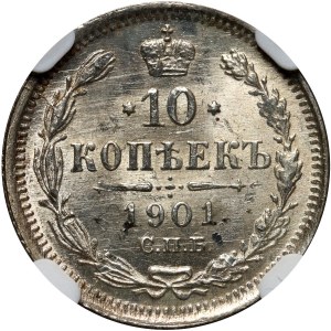Russia, Nicholas II, 10 Kopecks 1901 СПБ ФЗ, St. Petersburg