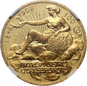 Austria, Franz Joseph I, 100 Corona 1908, Vienna, 60th Anniversary of Reign, Proof