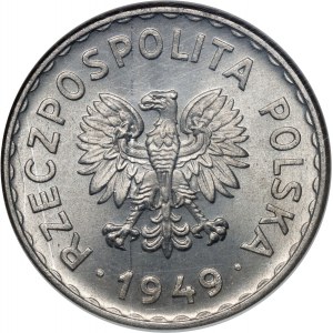 PRL, 1 złoty 1949, Warszawa, aluminium