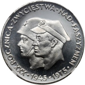 PRL, 200 złotych 1975, Żołnierze - Zwycięstwo nad faszyzmem, Stempel lustrzany (Proof)