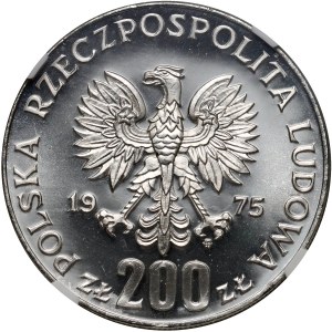 PRL, 200 złotych 1975, Żołnierze - Zwycięstwo nad faszyzmem, Stempel lustrzany (Proof)