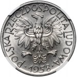 PRL, 5 złotych 1958, Rybak, z wąską ręką, bez liny, z wąską cyfrą 8
