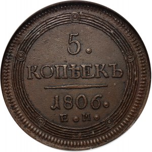 Rosja, Aleksander I, 5 kopiejek 1806 EM, Jekaterinburg