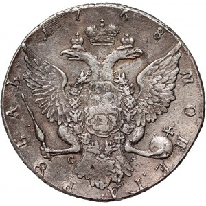 Rusko, Katarína II, rubľ 1768 СПБ CA, Petrohrad