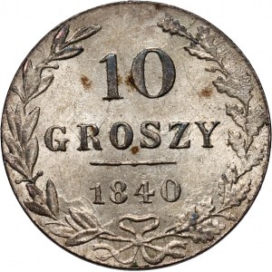 Zabór rosyjski, Mikołaj I, 10 groszy 1840 MW, Warszawa