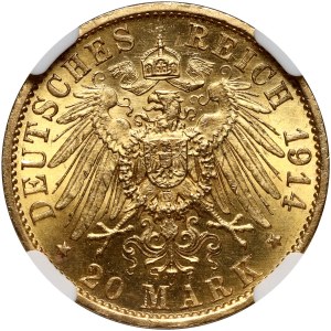 Germany, Prussia, Wilhelm II, 20 Mark 1914 A, Berlin