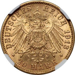 Germany, Hamburg, 20 Mark 1913 J, Hamburg