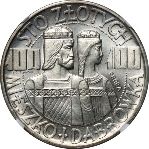 People's Republic of Poland, 100 gold 1966, Mieszko and Dabrowka, PRÓBA, silver